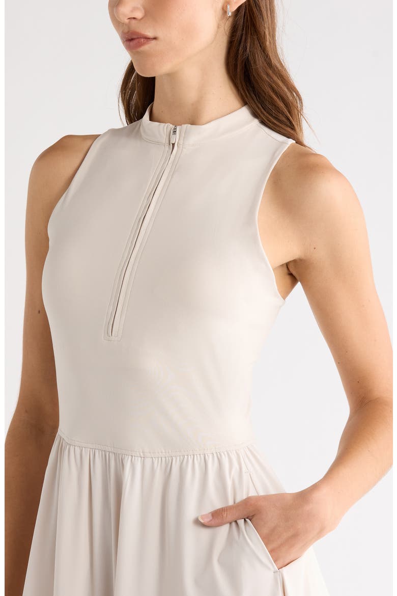 Atlas Zip Front Sleeveless Midi Dress, Alternate, color, MOONBEAM