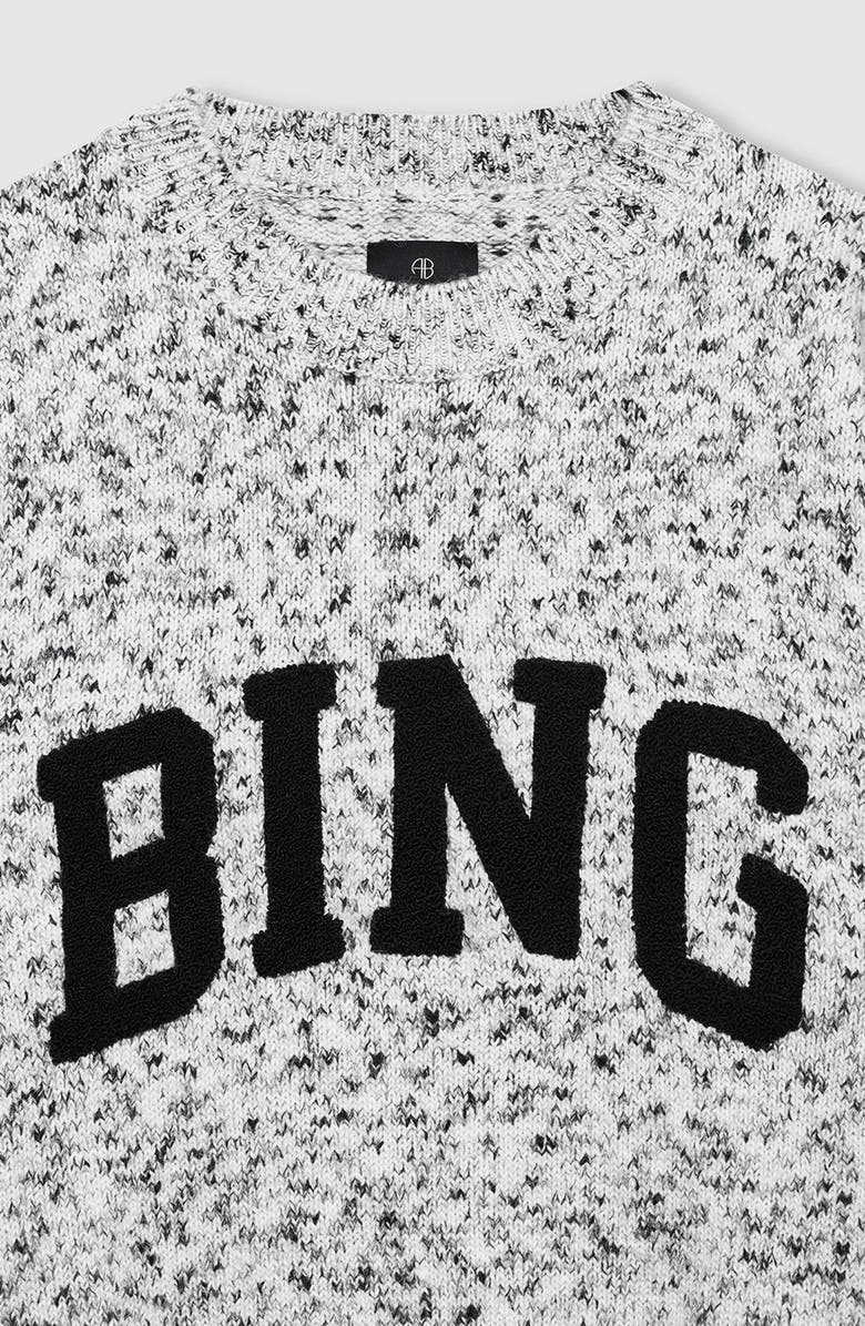 ANINE BING Sydney Crew Sweater, Alternate, color, Marled White