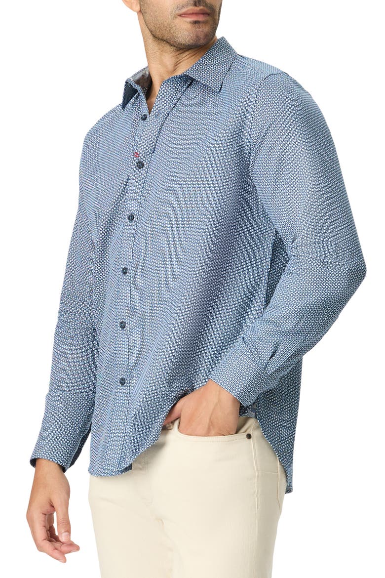 Flagler Long Sleeve Cotton Shirt, Alternate, color, NAVY