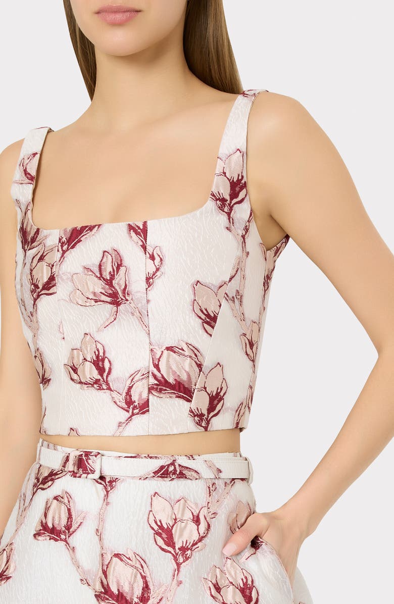 Milly Paige Floral Crop Top, Alternate, color, Pink/ White