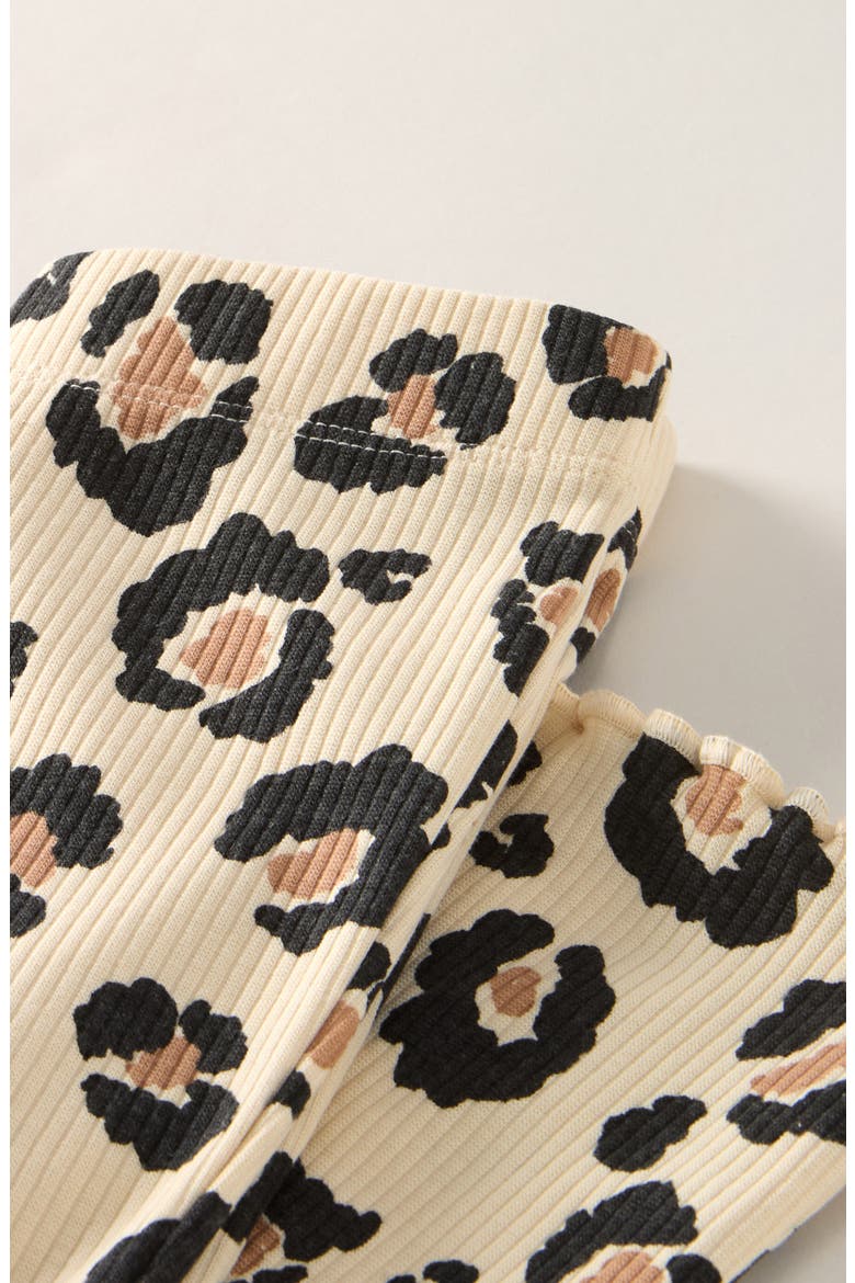 Kids' Rib Print Flare Leggings, Alternate, color, TAN TWINE SKETCHY LEOPARD