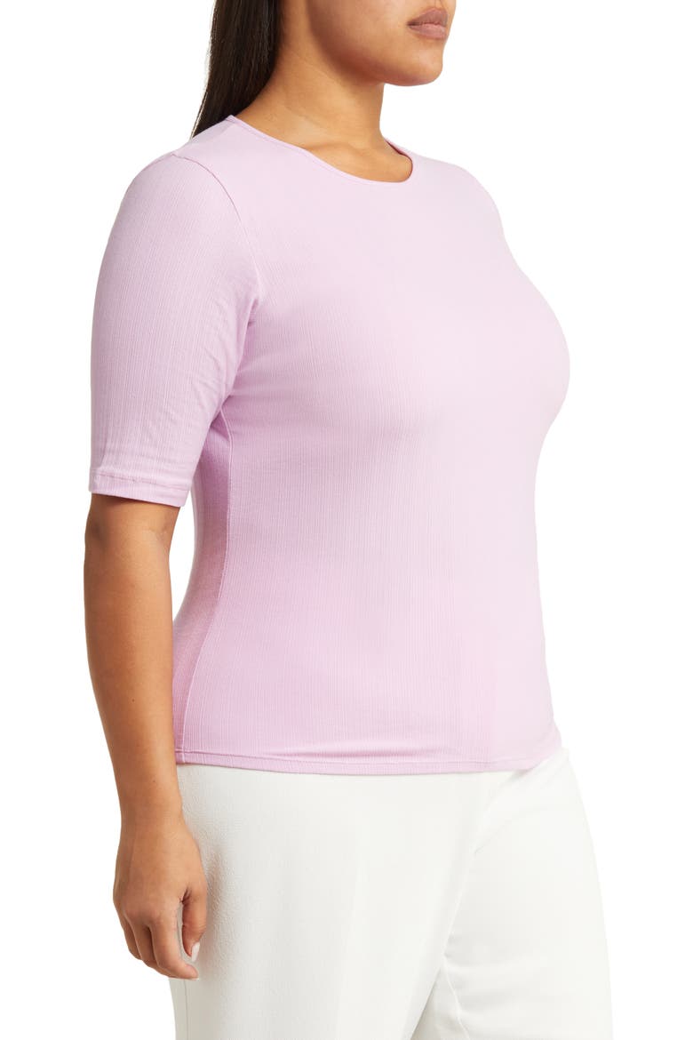 Elbow Sleeve Stretch Cotton Top, Alternate, color, PETAL NECTAR