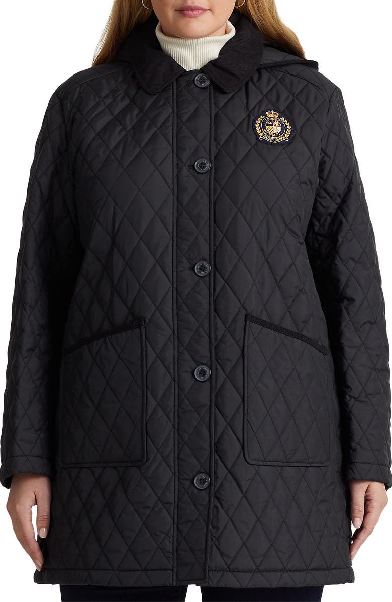 Lauren Ralph Lauren Quilted Crest Hooded Coat, Main, color, 