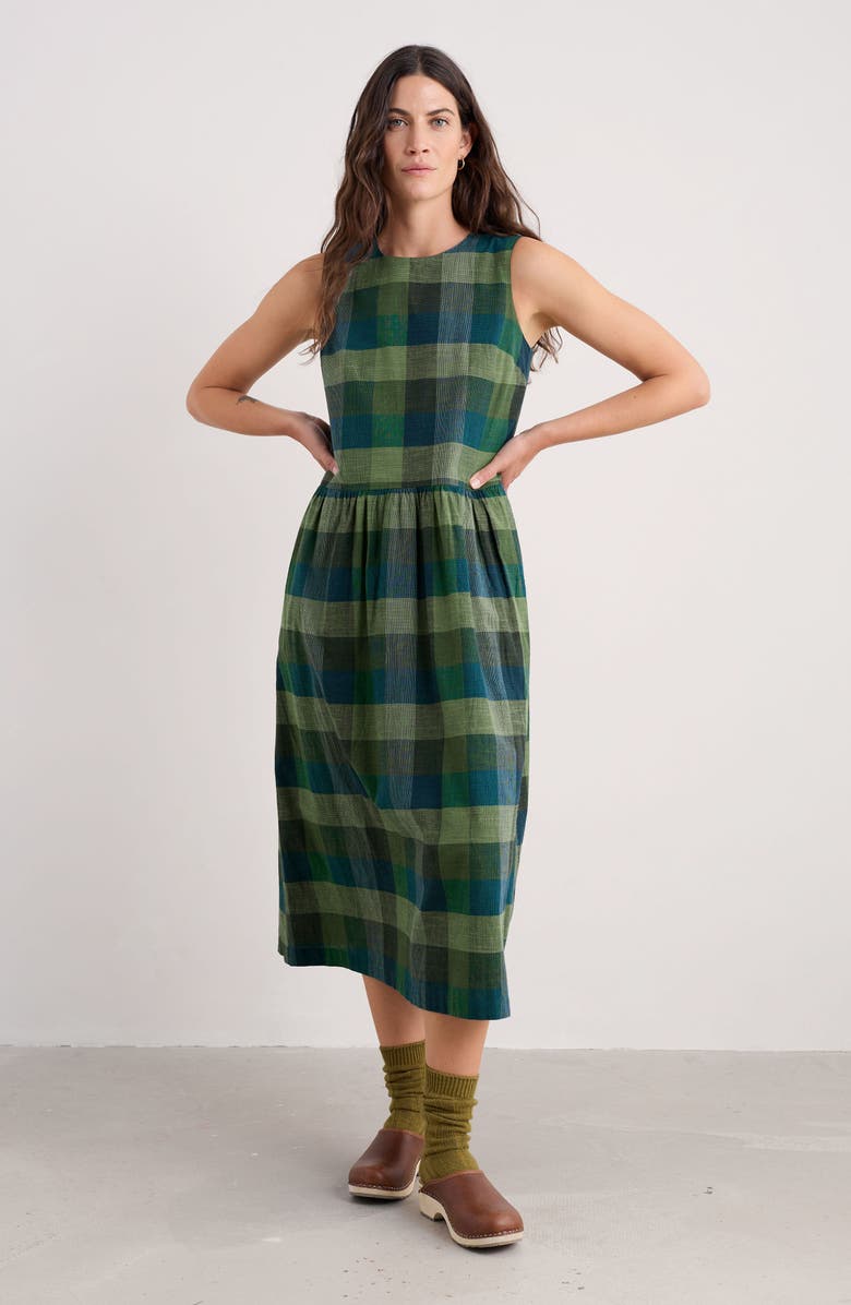 Seasalt Cornwall Brouse Check Sleeveless Organic Cotton Midi Dress, Alternate, color, Trystan Multi