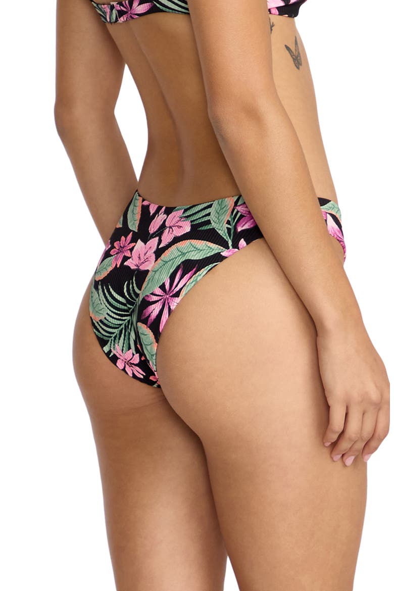 Gritty Aloha 'V' Bikini Bottoms, Alternate, color, BLACK MULTI