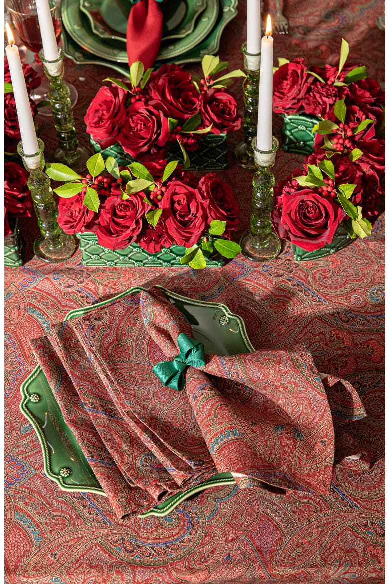 Paisley Set of 4 Napkins, Alternate, color, RED