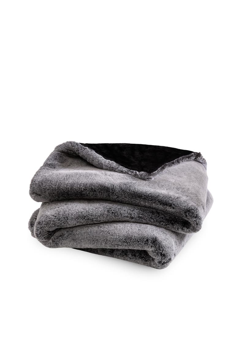 Faux Fur Throw  Blanket, Main, color, Variegated Grey