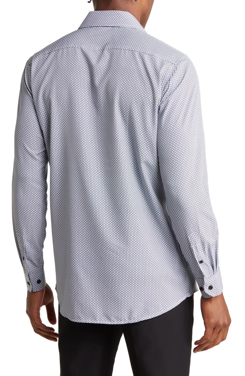 Azaro Uomo Patterned Long Sleeve Performance Button-Up Shirt, Alternate, color,