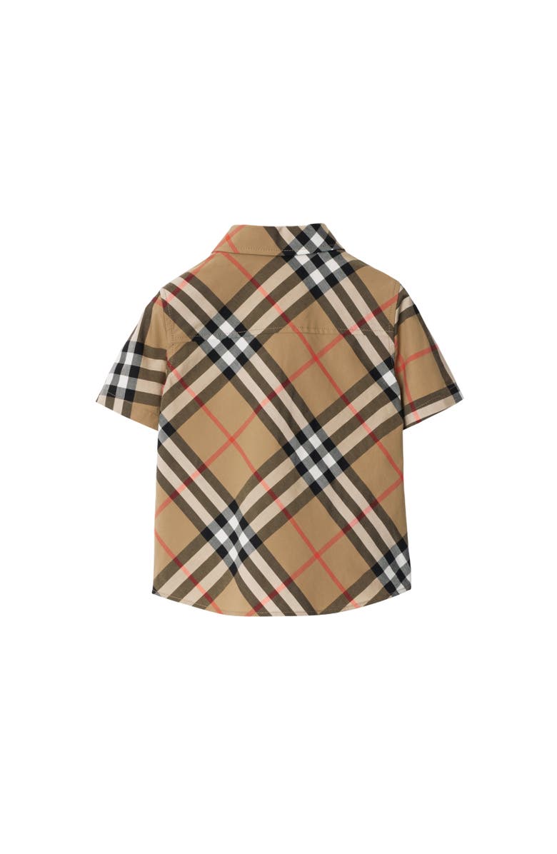 Burberry Check Cotton Shirt, Alternate, color, Sand Beige