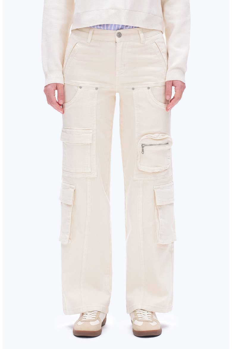 Paneled Wide Leg Cargo Jeans, Main, color, OFF WHITE