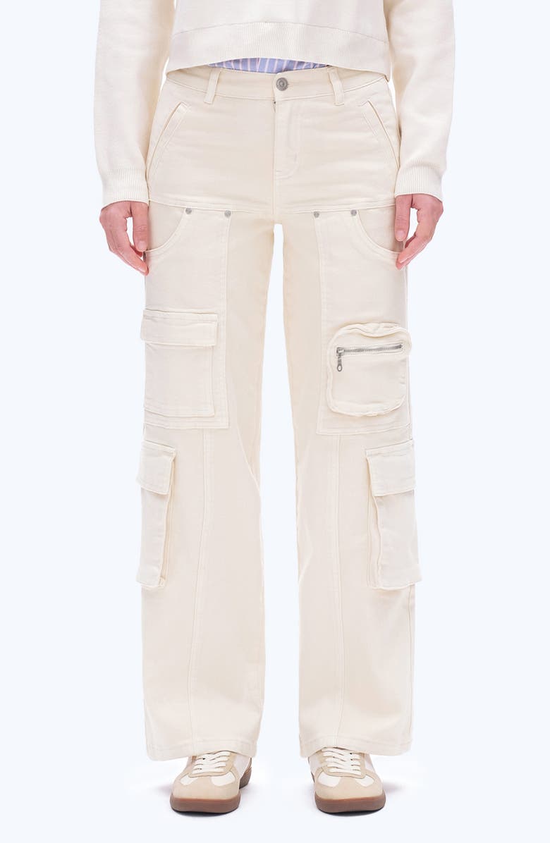 Bayeas Paneled Wide Leg Cargo Jeans, Main, color, Off White