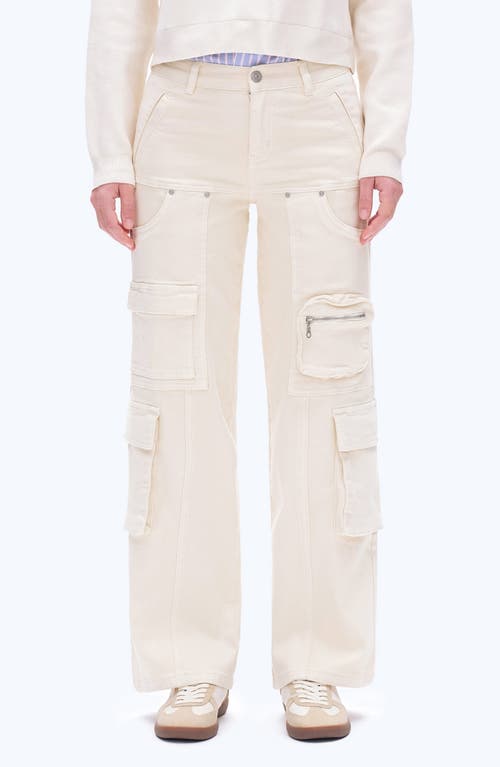 Bayeas Paneled Wide Leg Cargo Jeans In White