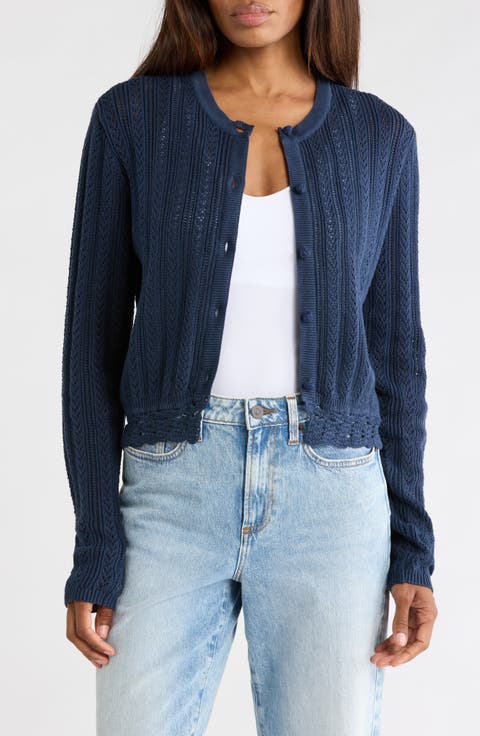 Lillibeth Pointelle Stitch Cotton Cardigan