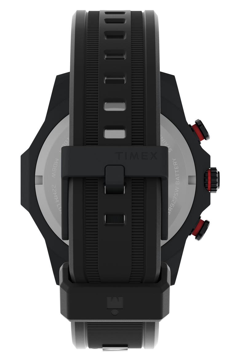 IRONMAN® Adrenaline PU Strap Chronograph Watch, 48mm, Alternate, color, BLACK