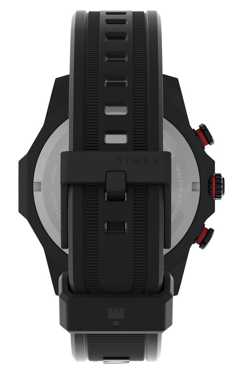 Timex<sup>®</sup> IRONMAN<sup>®</sup> Adrenaline PU Strap Chronograph Watch, 48mm, Alternate, color, Black