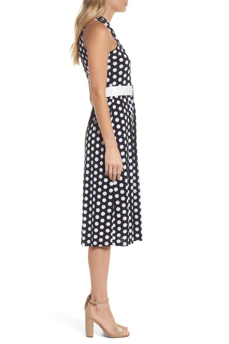 Dot Deluxe Halter Midi Dress, Alternate, color, BLACK/ WHITE