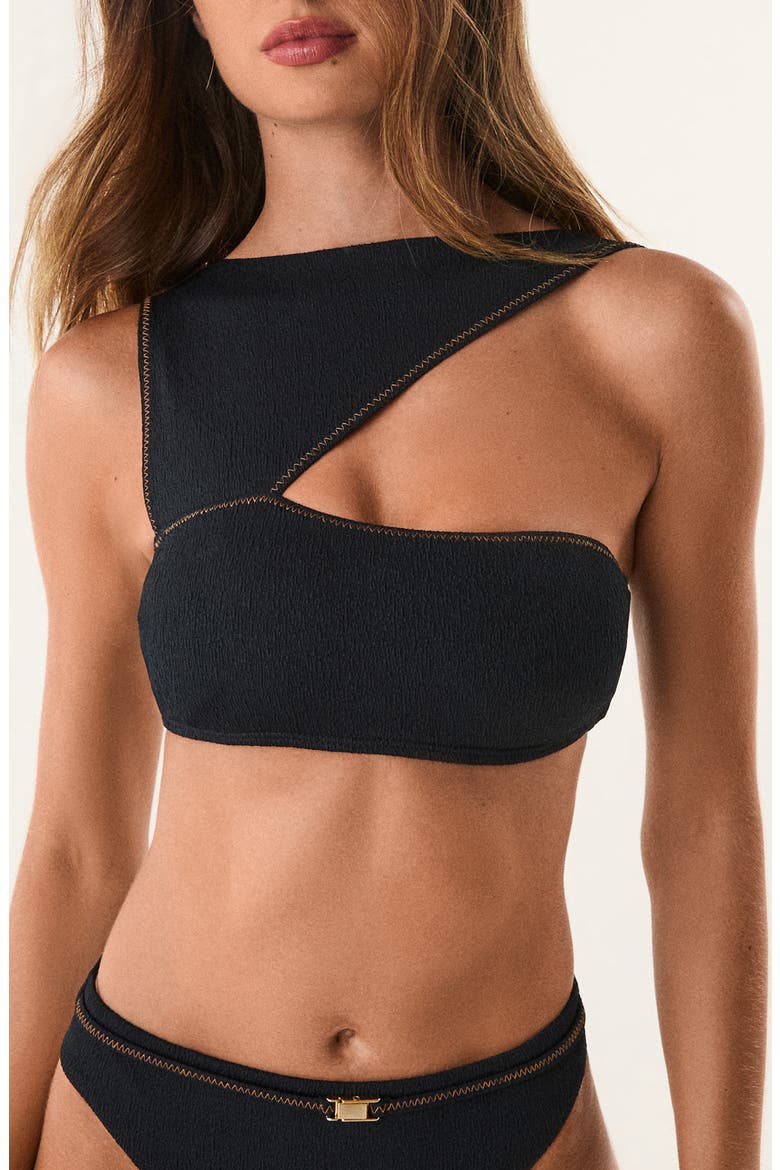 Mia Grace Asymmetric Bikini Top, Main, color, BLACK