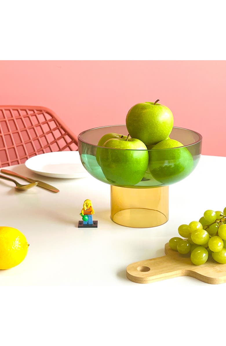 CLOUDNOLA Tip Top Glass Bowl, Alternate, color, Yellow/ Green