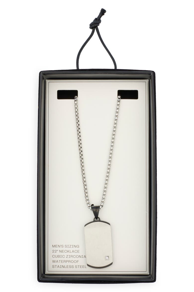 Brushed Dog Tag Pendant Necklace, Main, color, BLACK- STAINLESS