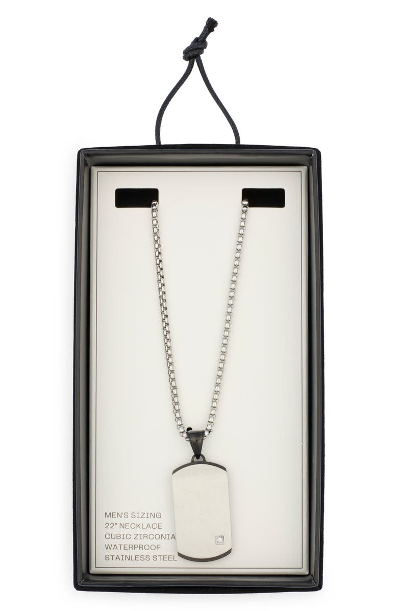 NORDSTROM RACK Brushed Dog Tag Pendant Necklace, Main, color, Black- Stainless