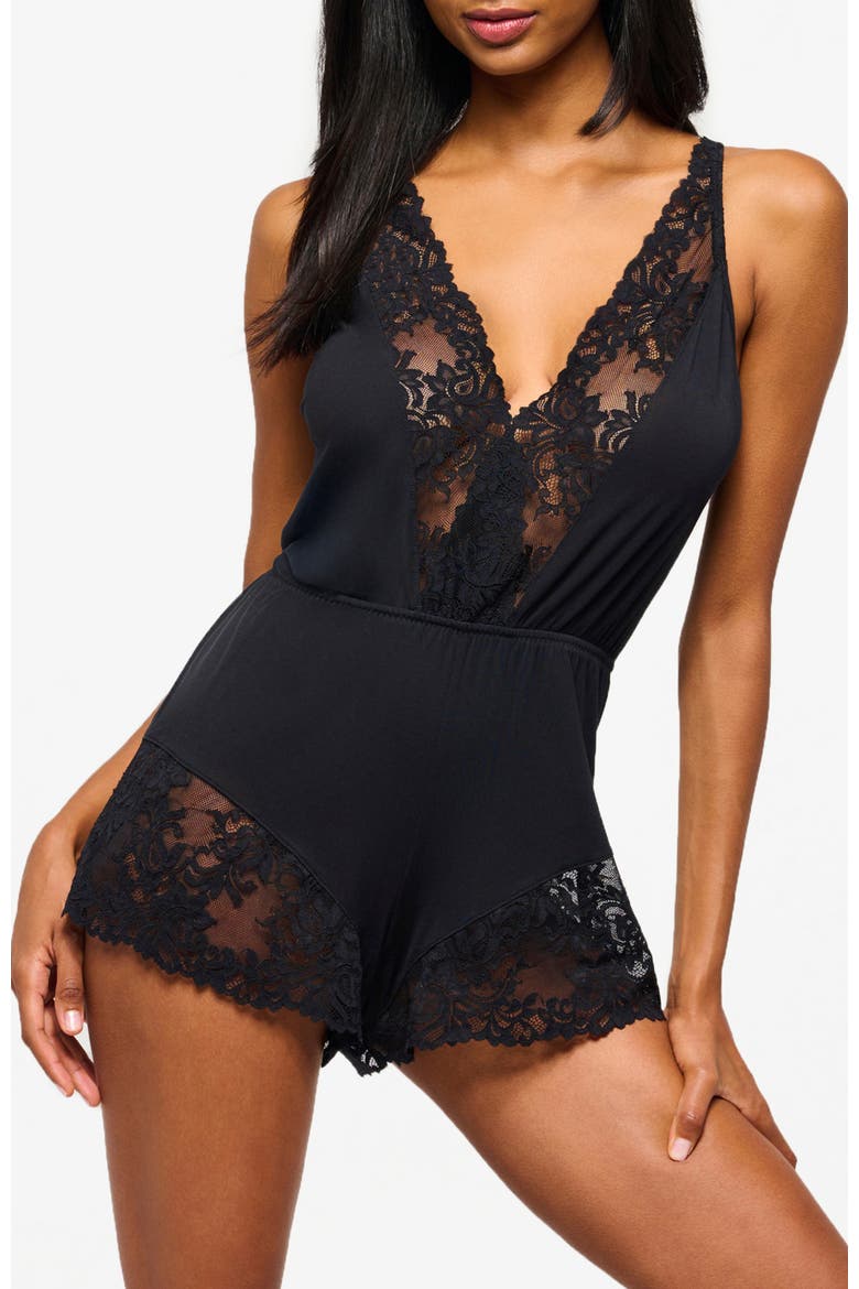 Carmela Sleep Romper, Main, color, Black