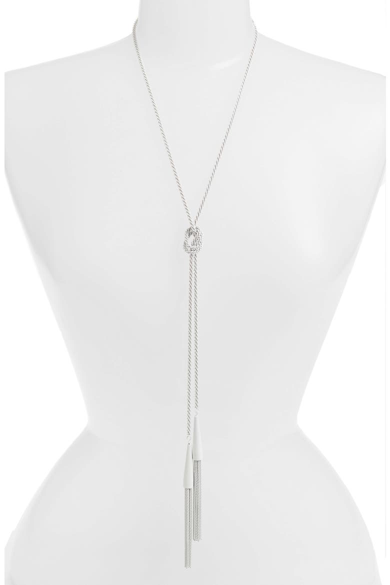 Phara Tassel Lariat Necklace, Main, color, MATTE WHITE
