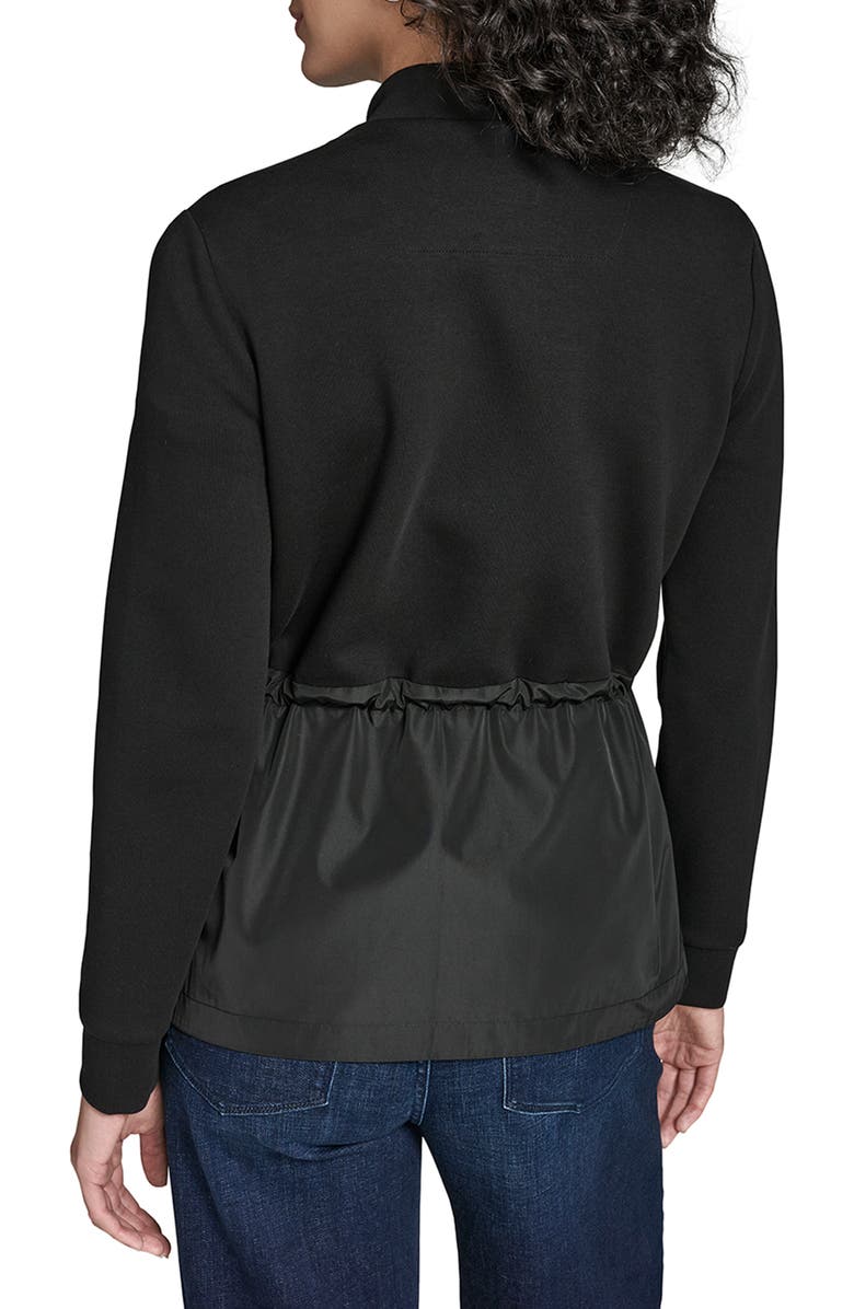 KARL LAGERFELD Mixed Media Packable Jacket, Alternate, color, Black