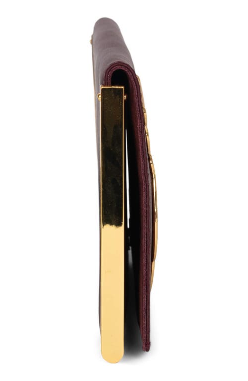 Jeffrey Campbell Halo-c Leather Clutch In Wine Satin