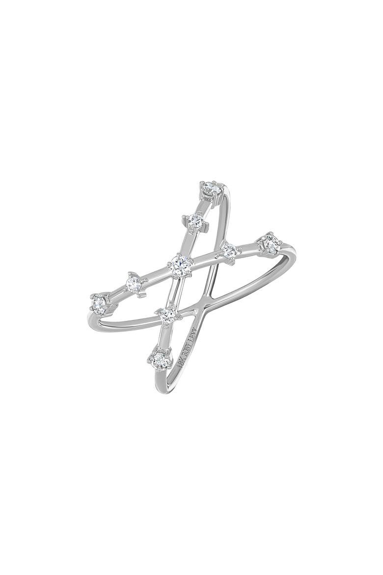 Aviva 18K White Gold Diamond Crossover Ring, Main, color, 18K WHITE GOLD