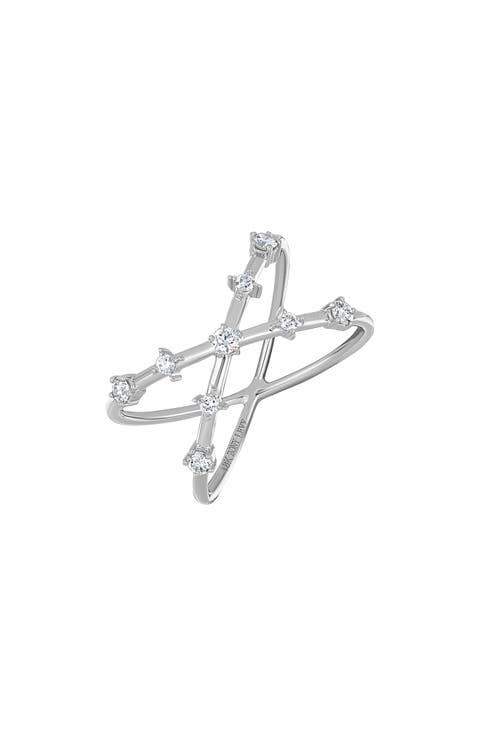 Aviva 18K White Gold Diamond Crossover Ring