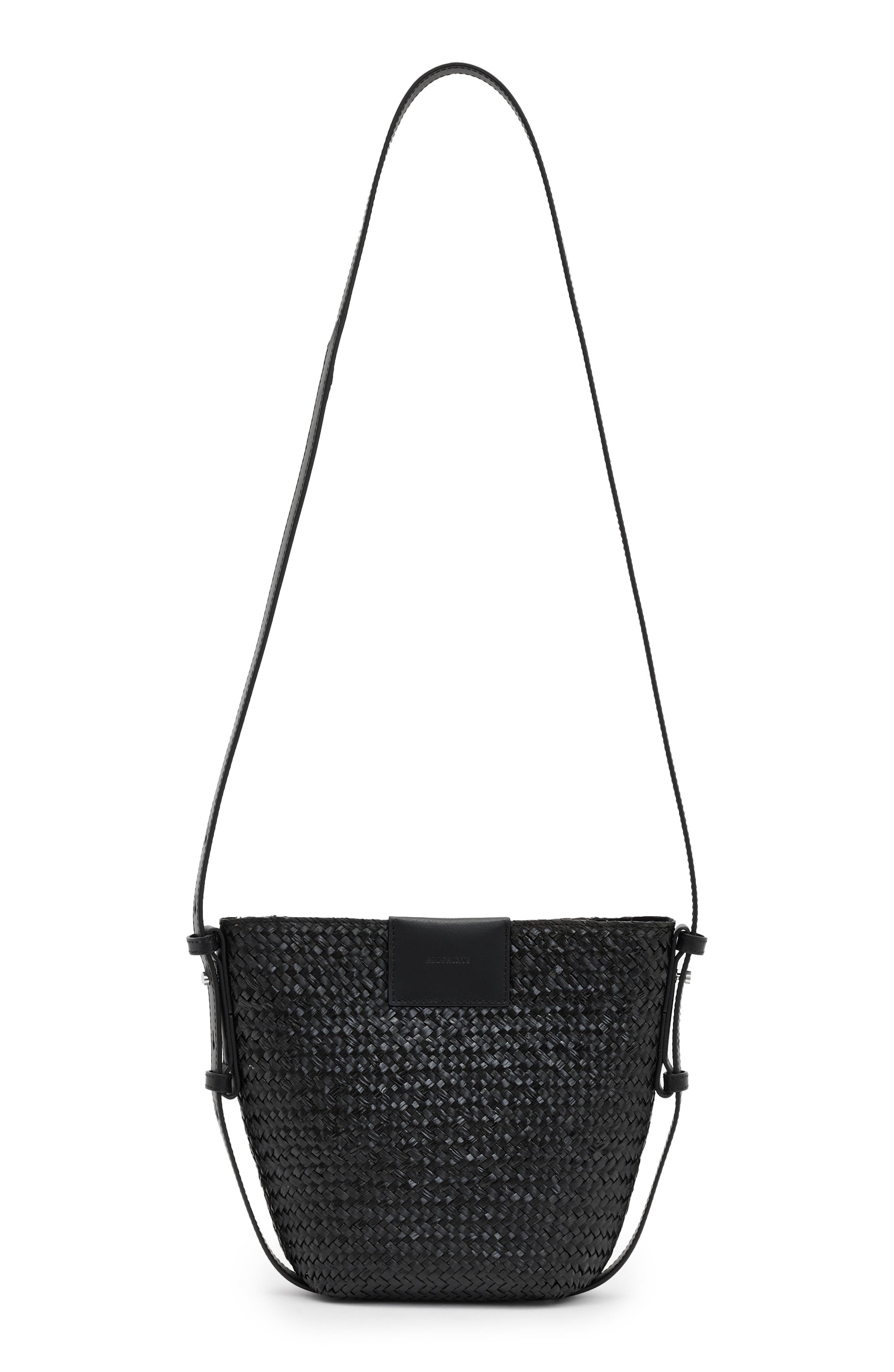 Ebro Straw Crossbody Bag, Main, color, BLACK