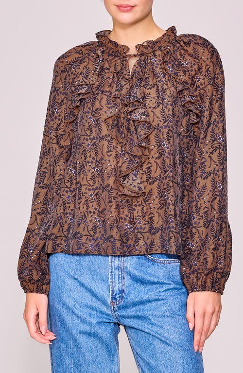 Melloday Ruffle Print Top In Multi
