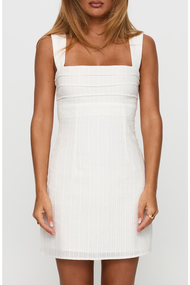 Anyone But You Tie Back Sleeveless Minidress, Alternate, color, WHITE