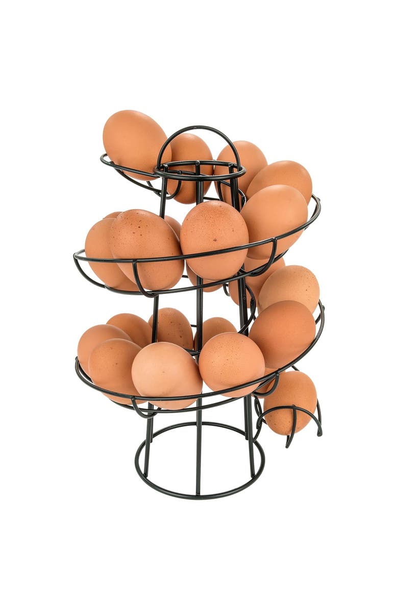 Southern Homewares Egg Skelter Deluxe Modern Spiraling Dispenser Rack, Alternate, color, Black