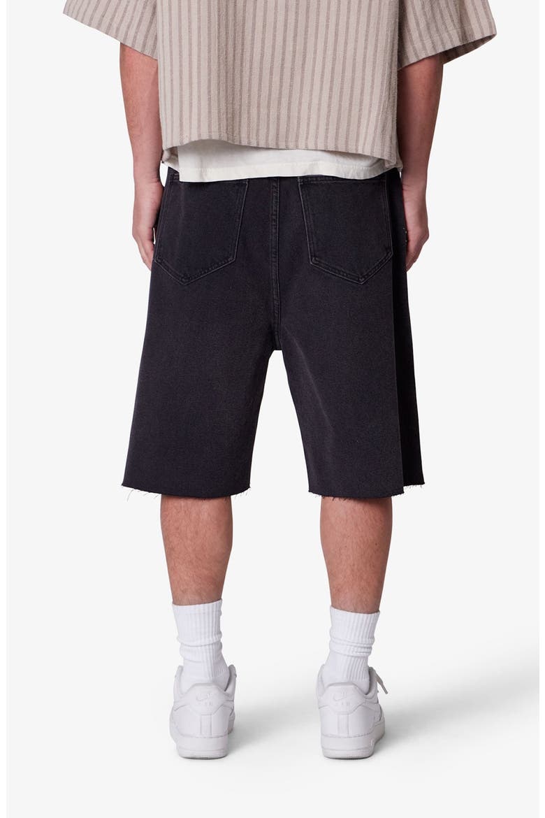 Baggy Raw Hem Denim Shorts, Alternate, color, WASHED BLACK