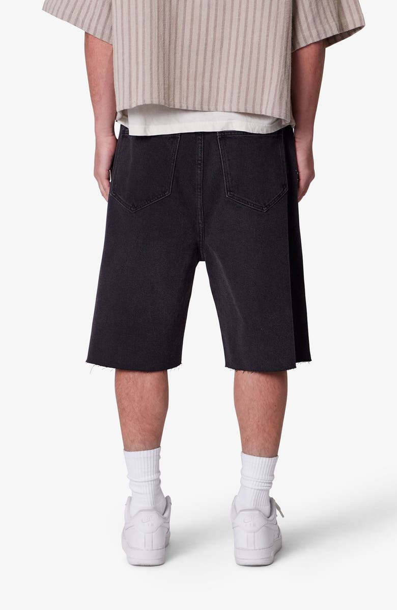 mnml Baggy Raw Hem Denim Shorts, Alternate, color, Washed Black
