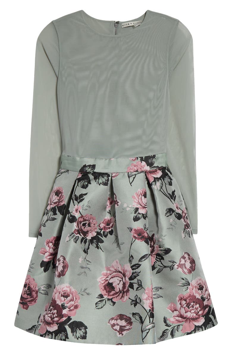 Alice + Olivia Chara Long Sleeve Party Dress, Alternate, color, Sage Multi