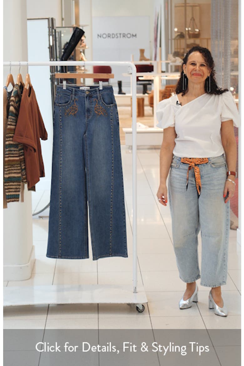 Stud Embroidered Wide Leg Jeans video