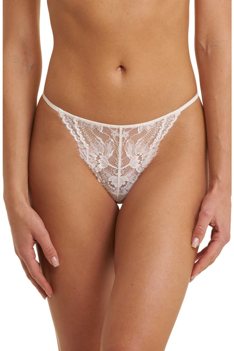Fleur Lace Thong, Main, color, Frosted Pearl