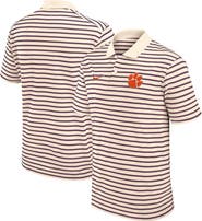 Nike Men's Nike Cream Clemson Tigers Solid Foundation Striped Performance Polo
