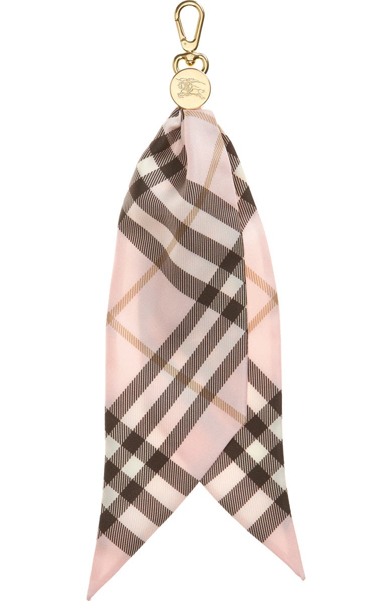 Burberry Check Silk Scarf Bag Charm, Main, color, Pink