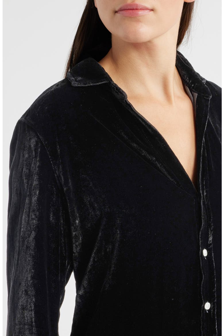 Tuscany Getaway Velvet Button-Up Shirt & Crop Wide Leg Pants Set, Alternate, color, BLACK