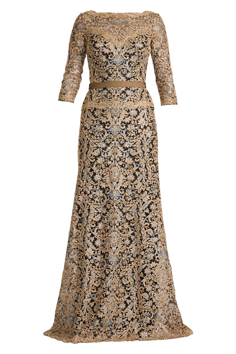 Embroidered Sequin Gown, Alternate, color, COPPER SHADOW/ BLACK