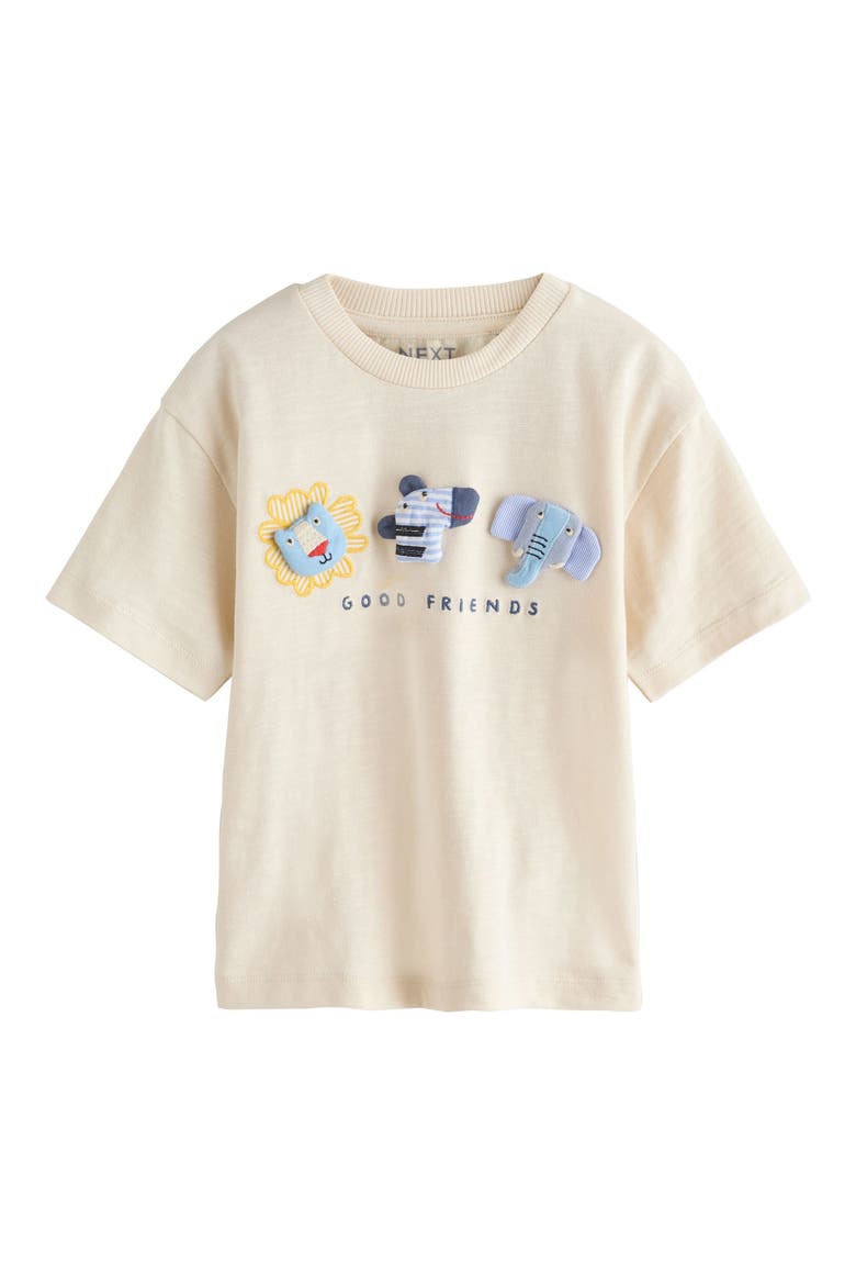 Kids' Safari Animal Appliqué Cotton T-Shirt, Main, color, NEUTRAL