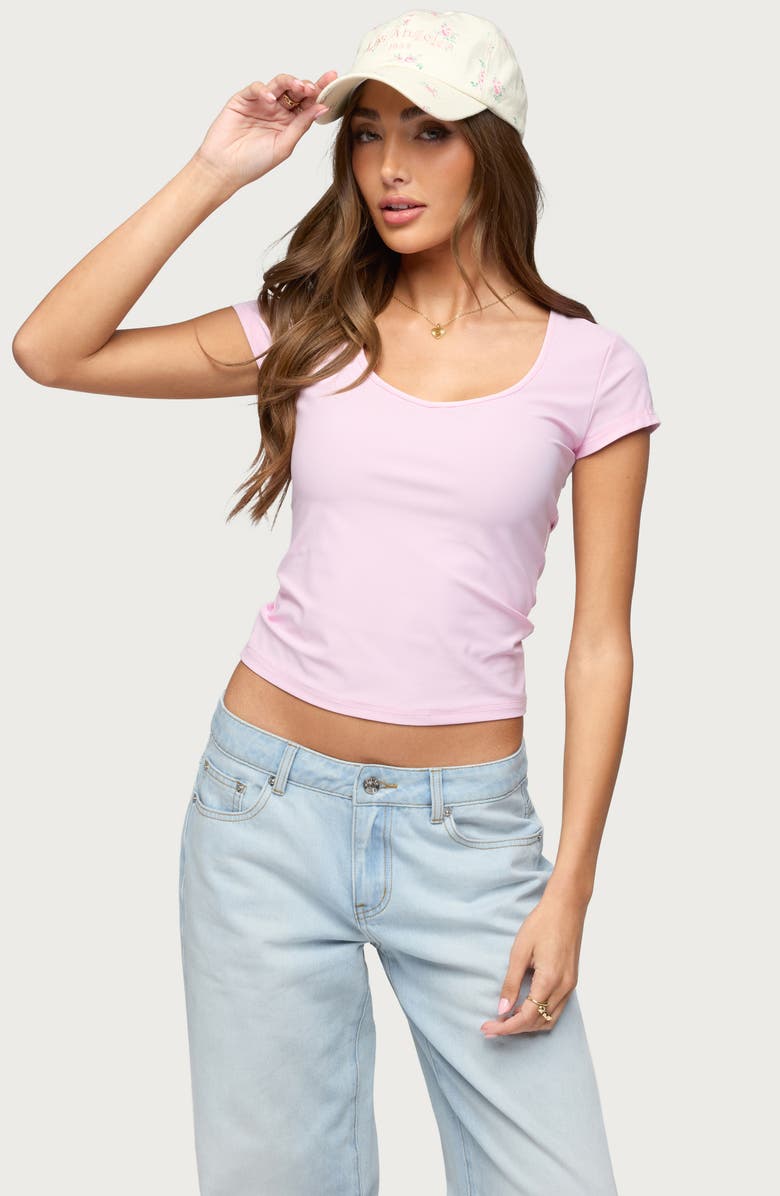 EDIKTED Dolores Scoop Neck T-Shirt, Alternate, color, Light-Pink