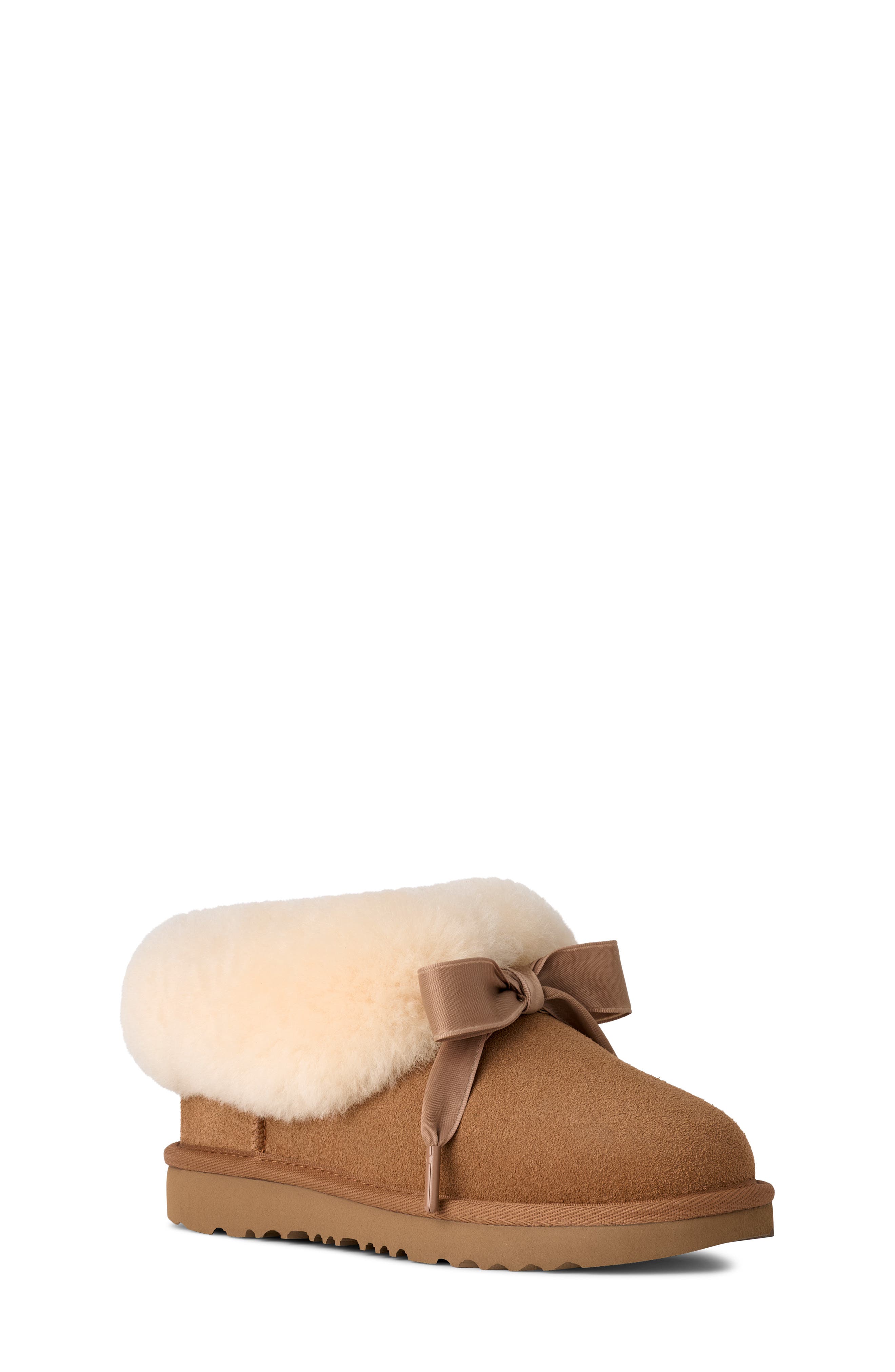 UGG<sup>®</sup> Kids' Bailey Genuine Shearling Collar Slipper, Main, color, Chestnut