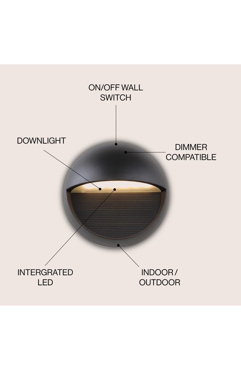 JONATHAN Y Orbe Outdoor Metal/Glass Integrated LED Wall Sconce, Alternate, color,