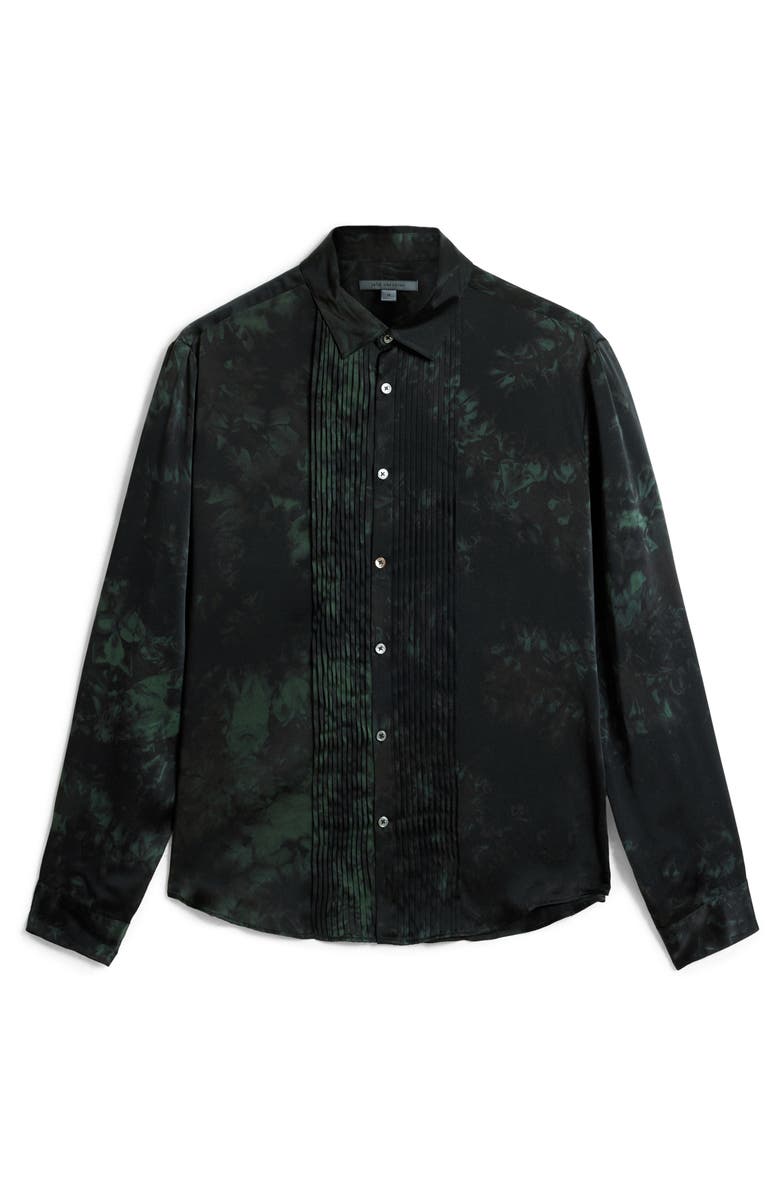 John Varvatos Pleated Front Silk Button-Up Shirt, Alternate, color, 