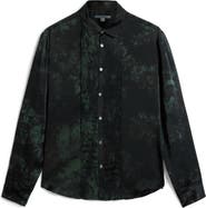 John Varvatos Pleated Front Silk Button-Up Shirt