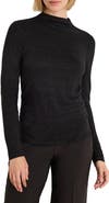 NIC+ZOE Everyday Sparkle Ruched Mock Neck Sweater
